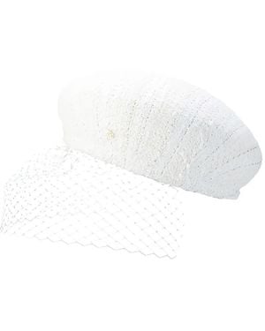 Maison Michel New Bonnie Veil Hat - White