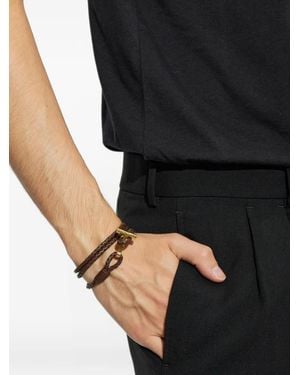 Tom Ford Braided Leather T Bracelet - Black