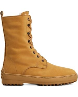 Tod's Winter Gommino Leather Lace-Up Boots - Brown