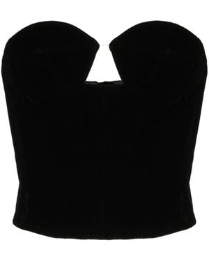 ROKH Cut-Out Velvet-Effect Bustier - Black