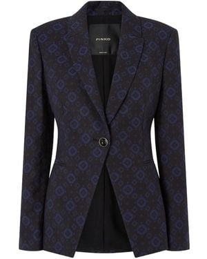 Pinko Geometric-Print Single-Breasted Jacket - Black