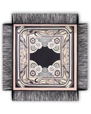 La DoubleJ Fringed Floral-Pattern Scarf - Grey