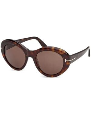 Tom Ford Elodie-02 Round-Frame Sunglasses - Brown
