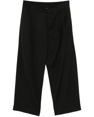 Isabel Benenato Pantalon Plissé À Chevilles Boutonnées - Black