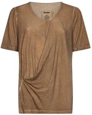 Uma Wang Asymmetric Draped T-Shirt - Brown