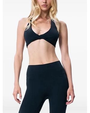 GOD SAVES QUEENS Twist-Front Halterneck Legging - Blue