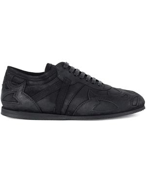 Ann Demeulemeester Leather Flame-Pattern Sneakers - Black