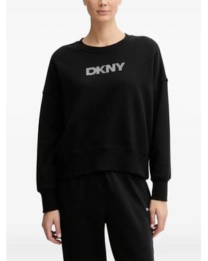 DKNY Logo-Embellished Drop-Shoulder Sweatshirt - Black