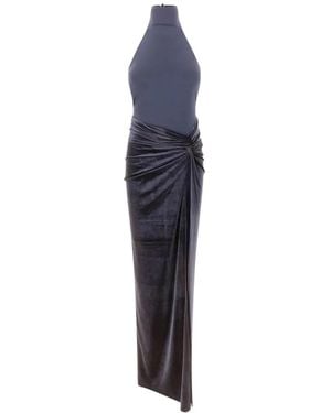 ANDAMANE Robe Longue Jessie À Effet Velours - Bleu