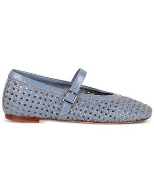 LORENA PAGGI Woven Buckle-Fastening Flat Pumps - Blue