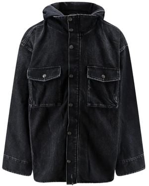Balenciaga Embroidered Logo Denim Jacket - Black
