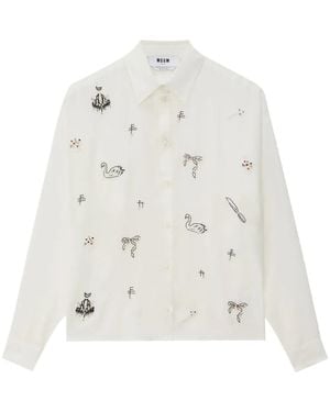MSGM Beaded Button-Up Shirt - White