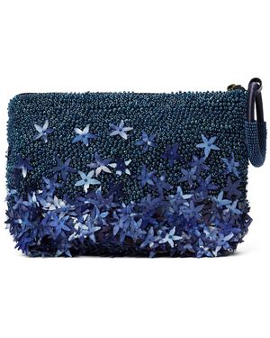 Nannacay Floral-Appliqué Clutch Bag - Blue