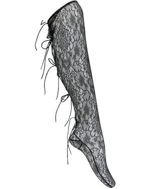 PAULINE DUJANCOURT Lace-Tie Socks - Black