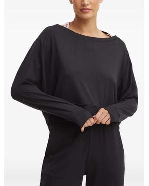 HUGO Long-sleeve boat-neck sweatshirt - Negro