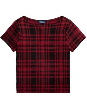 Polo Ralph Lauren ボートネック チェック Tシャツ - レッド