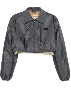 Miu Miu Cropped Layered Jacket - Grey