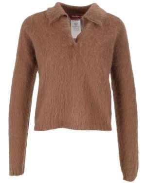 Max Mara Brushed-Knit Polo Sweater - Brown