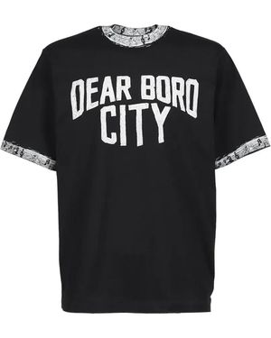 Dear BORO Logo-Print Ringer T-Shirt - Black