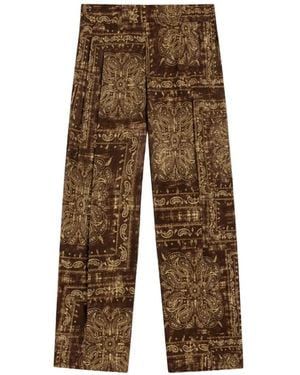 A PAPER KID Paisley Trousers - Natural