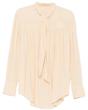 Ami Paris Ascot-Tie Pleated Blouse - White