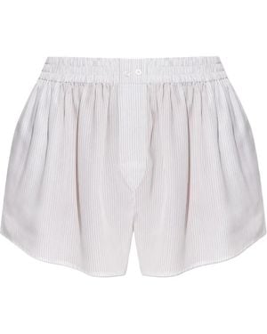 Alexander Wang Pinstripe Elastic-Waist Shorts - White