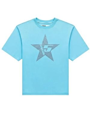 Sp5der Rhinestone-Embellished Star T-Shirt - Blue