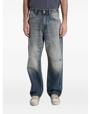Evisu Daicock-Print Distressed Jeans - Blue