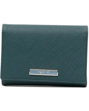 agnès b. Leather Fold Wallet - Green