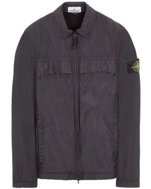 Stone Island Logo-Patch Zip-Up Overshirt - Grey