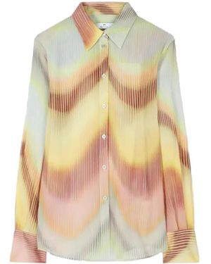 Paul Smith Gradient Wave-Print Georgette Shirt - Yellow