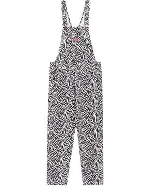Favorite People Girl Next Door Zebra-Print Overalls - Grey