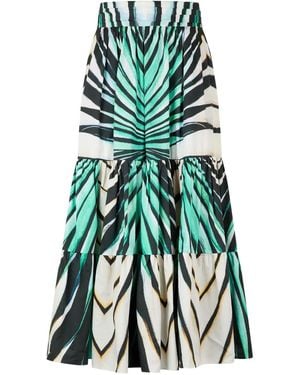 Roberto Cavalli Printed Tiered Skirt - Green