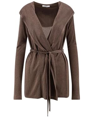Max Mara Vest Van Lyocellmix Met Ceintuur - Bruin