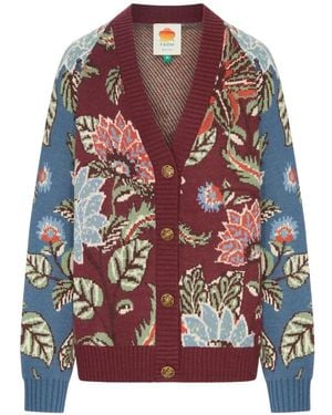 FARM Rio Cardigan Boutonné En Maille À Fleurs Coloris Mixed Delhi - Red