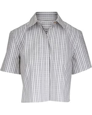 Agnona Short-Sleeved Checked Shirt - Grey