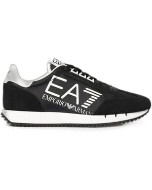 EA7 Logo-Print Paneled Sneakers - Black