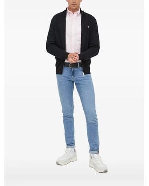GANT Zipped Logo Cardigan - Blue