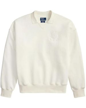 Polo Ralph Lauren Tennis Crest Collared Sweatshirt - White