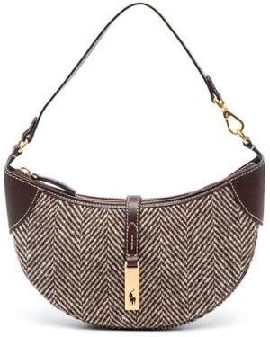 Polo Ralph Lauren Tweed Leather-wool Shoulder Bag - Grey