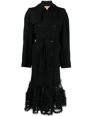 Viktor & Rolf Gabardina Fancy Con Dobladillo De Volantes - Negro