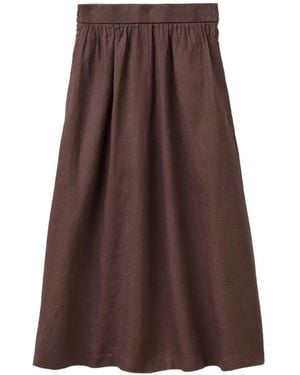 Benetton Gesmockte Rok Met Elastische Taille - Bruin