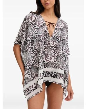 Twinset Caftano Con Stampa Paisley - Bianco