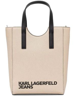 Karl Lagerfeld Dual-Handle Logo-Print Tote Bag - Natural