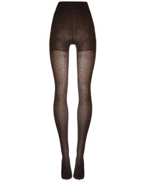 Wolford Jacquard Daisy-Pattern Tights - Brown