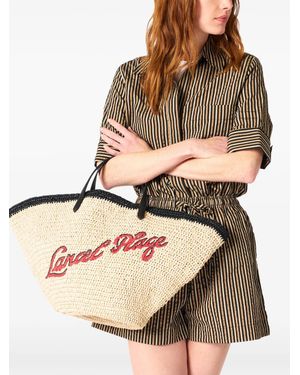 Lancel L Logo-Embroidery Tote Bag - Natural