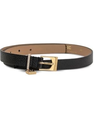 Elisabetta Franchi Crystal-Embellished Buckle Belt - White