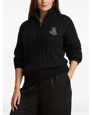 Ralph Lauren Half-Zip Cable-Knit Sweater - Black