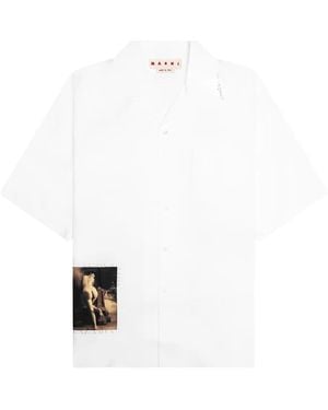 Marni Bowlinghemd mit besticktem Patch - Weiß