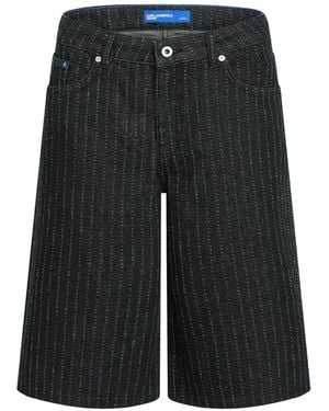 KARL LAGERFELD Pinstripe Denim Shorts - Black
